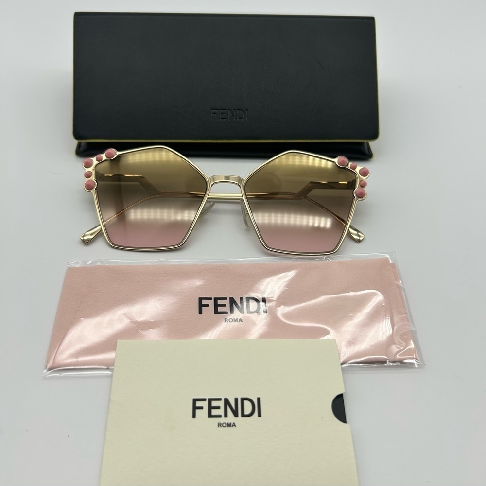 Fendi CAT EYE FF 0261/S gold/brown pink shaded (000/53) Sunglasses New box cloth - Picture 2 of 14
